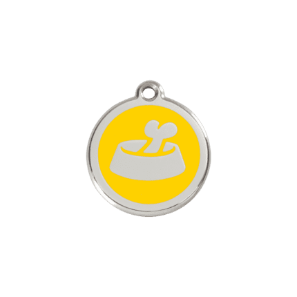 Vue avant - Médaille personnalisable pour chien/chat Red Dingo Émail/Acier inoxydable Os jaune S 20.00 7G