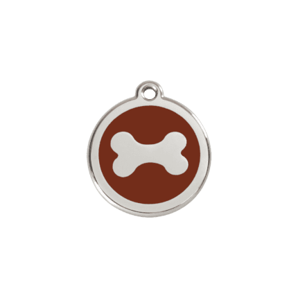 Vue avant - Médaille personnalisée pour chien/chat Red Dingo Émail/Acier inoxydable Os Brun S 20.00mm