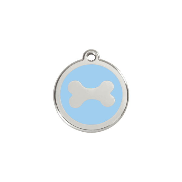 Vue avant - Médaille personnalisée pour chien/chat Red Dingo Émail/Acier inoxydable Os Bleu clair S 20.00 7G