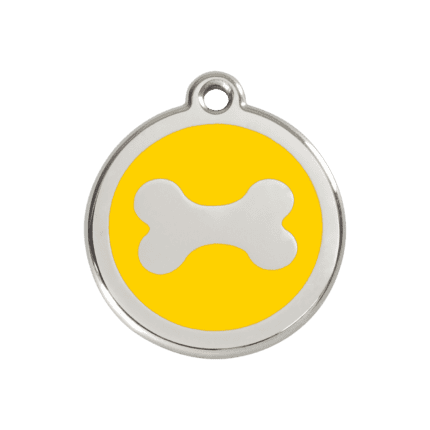 Vue avant - Médaille personnalisée pour chien Red Dingo Os Jaune M 30.00mm - 01-BN-YE-ME