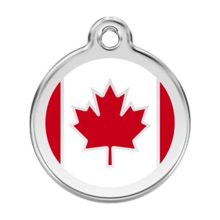 Vue avant - Médaille personnalisée pour chien - Red Dingo - Drapeau canadien - Rouge - Taille L