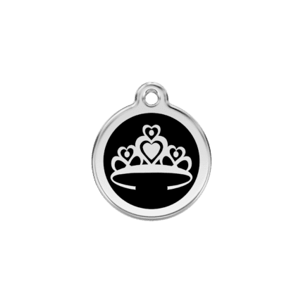 Vue avant - Médaille personnalisée pour chien/chat Red Dingo Couronne Noir S 20.00 - Gravure incluse