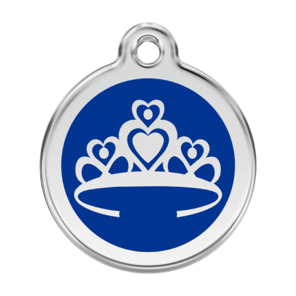 Vue avant - Médaille personnalisée pour chien Red Dingo Couronne Bleu foncé - Taille L