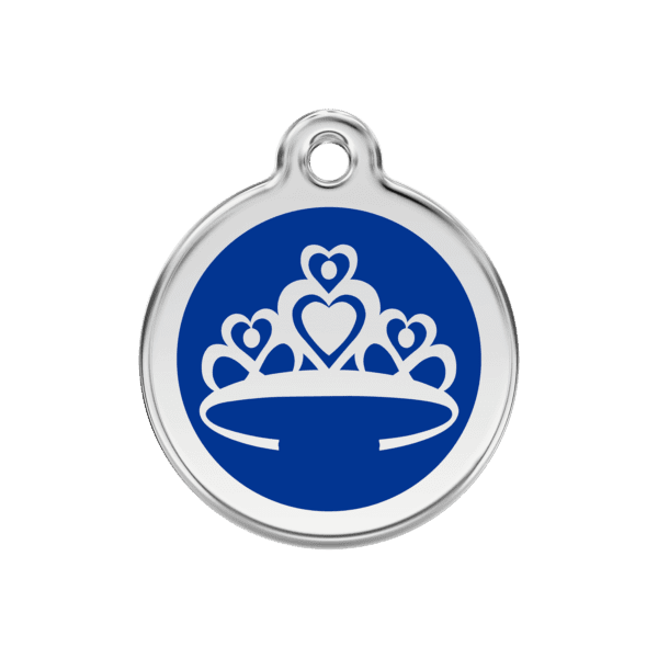 Vue avant - Médaille personnalisée pour chien Red Dingo Couronne Bleu foncé 30mm