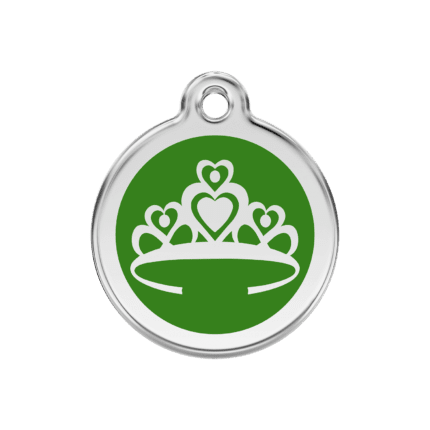 Vue avant - Médaille personnalisable pour chien Red Dingo Couronne Vert M 30.00mm - 01-CR-GR-ME