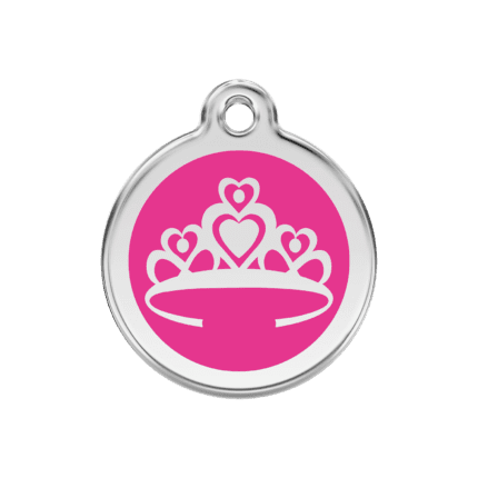 Vue avant - Médaille personnalisée pour chien Red Dingo Couronne Rose vif 30mm