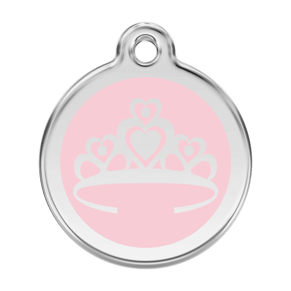 Vue avant - Médaille personnalisée pour chien Red Dingo Couronne Rose L 38.00mm 24.7G