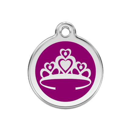 Vue avant - Médaille personnalisée pour chien Red Dingo Couronne Violet M - 01-CR-PU-ME