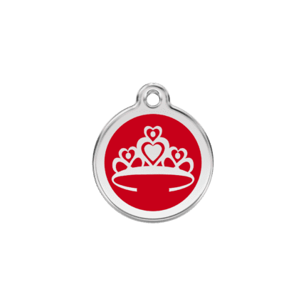 Vue avant - Médaille personnalisée Red Dingo Couronne Rouge S 20.00mm - Pour chien/chat - Réf : 01-CR-RE-SM