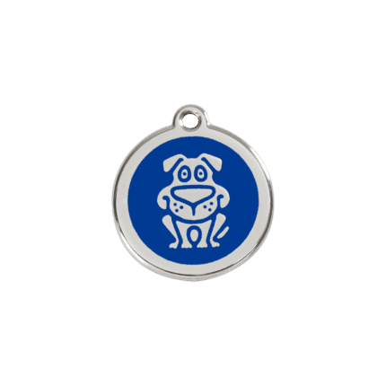 Vue avant - Médaille personnalisée pour chien/chat Red Dingo Émail/Acier inoxydable Bleu foncé - Taille S