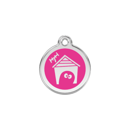 Vue avant - Médaille personnalisée pour chien/chat Red Dingo émail/acier inoxydable rose vif - Taille S