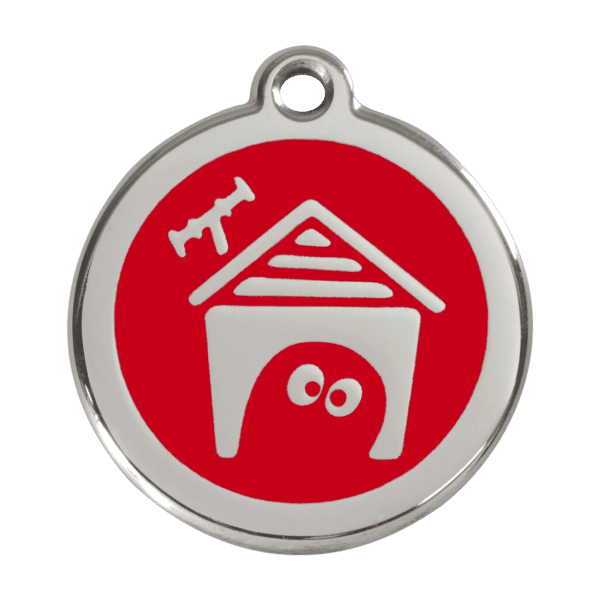 Vue avant - Médaille personnalisée pour chien Red Dingo en émail et acier inoxydable - Rouge - Taille L