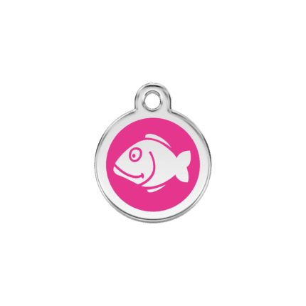 Vue avant - Médaille personnalisée pour chien/chat Red Dingo Émail/Acier inoxydable Poisson Rose vif S 20.00 7G