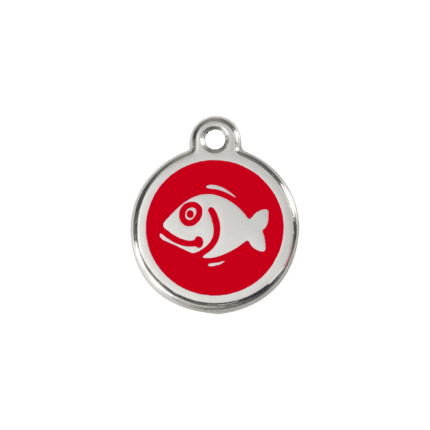 Vue avant - Médaille personnalisée pour chien/chat Red Dingo Émail et acier inoxydable Poisson Rouge - Taille S
