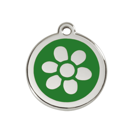 Vue avant - Médaille personnalisée pour chien Red Dingo Fleur Vert M - 01-FW-GR-ME