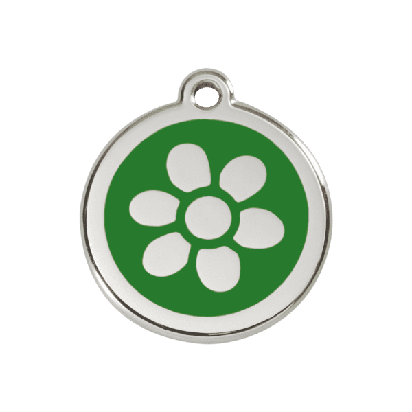 Vue avant - Médaille personnalisée pour chien Red Dingo Fleur Vert M - 01-FW-GR-ME