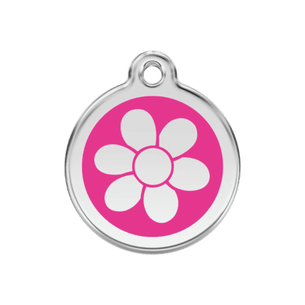 Vue avant - Médaille personnalisée pour chien Red Dingo Fleur Rose vif 30.00mm