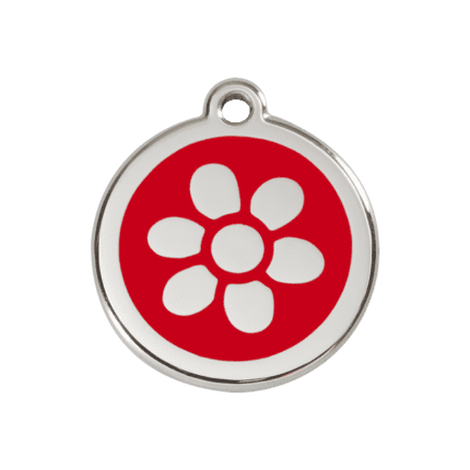 Vue avant - Médaille personnalisée pour chien Red Dingo Fleur Rouge M 30.00mm
