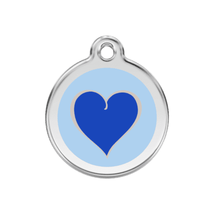 Vue avant - Médaille personnalisée pour chien/chat Red Dingo Émail et acier inoxydable - Coeur Marine 30.00mm