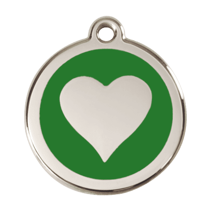 Vue avant - Médaille personnalisable Red Dingo cœur vert en émail et acier inoxydable - Taille L
