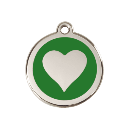 Vue avant - Médaille personnalisée pour chien/chat Red Dingo cœur vert 30.00mm - Émail et acier inoxydable