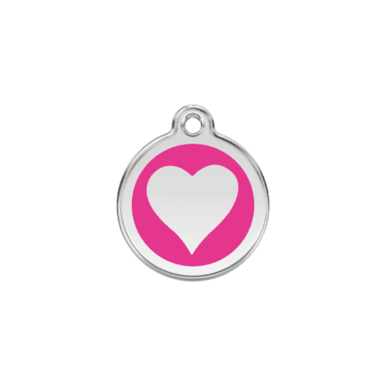 Vue avant - Médaille personnalisée pour chien/chat Red Dingo cœur rose vif - Taille S - 20.00mm