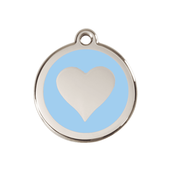 Vue avant - Médaille personnalisée pour chien/chat Red Dingo cœur bleu clair 30mm