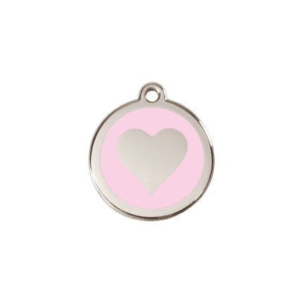 Vue avant - Médaille personnalisée Red Dingo cœur rose S 20.00mm 7g - Pour chien/chat - 01-HT-PK-SM