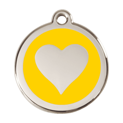 Vue avant - Médaille personnalisée pour chien Red Dingo Émail/Acier Jaune L 38mm - Réf : 01-HT-YE-LG