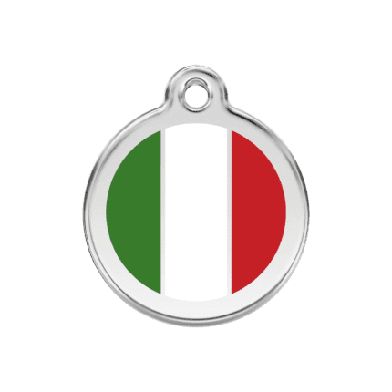 Vue avant - Médaille personnalisée pour chien - Drapeau italien - Red Dingo - Émail et acier inoxydable