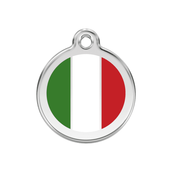 Vue avant - Médaille personnalisée pour chien - Drapeau italien - Red Dingo - Émail et acier inoxydable