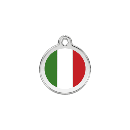 Vue avant - Médaille personnalisée drapeau italien blanc pour chien/chat Red Dingo S 20.00mm