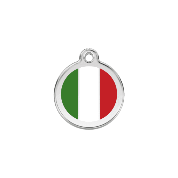 Vue avant - Médaille personnalisée drapeau italien blanc pour chien/chat Red Dingo S 20.00mm