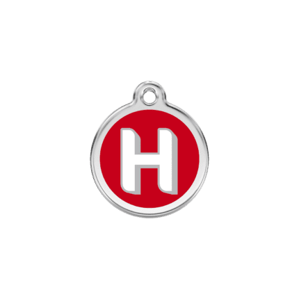 Vue avant - Médaille personnalisée Red Dingo S Rouge 20.00mm - Lettre H - pour chien/chat