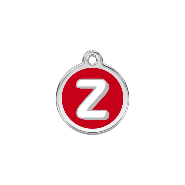 Vue avant - Médaille personnalisée pour chien/chat Red Dingo Émail/Acier inoxydable Lettre Z Rouge S 20.00mm