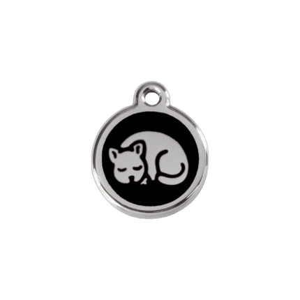 Vue avant - Médaille personnalisée en émail et acier inoxydable pour chat - Red Dingo 01-KT-BB-SM