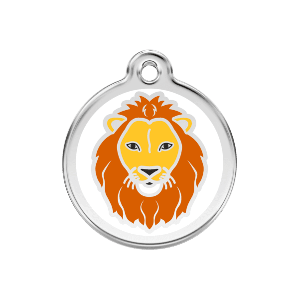 Vue avant - Médaille personnalisée pour chien Red Dingo Lion Blanc M 30.00mm - 01-LI-WT-ME