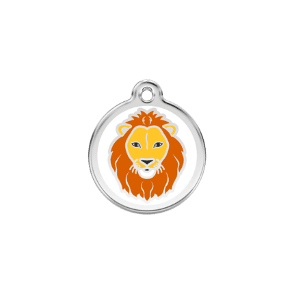 Vue avant - Médaille personnalisée pour chat Red Dingo Lion Blanc S 20.00mm - 01-LI-WT-SM