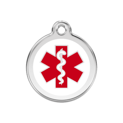 Vue avant - Médaille personnalisée pour chien Red Dingo Blanc M en émail et acier inoxydable