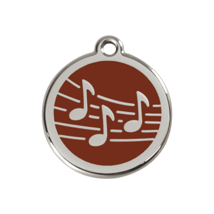 Vue avant - Médaille personnalisée pour chien Red Dingo Émail et acier inoxydable Musique Brun M - 01-MU-BR-ME