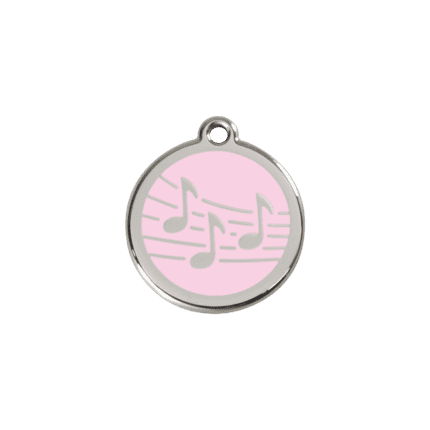 Vue avant - Médaille personnalisée Red Dingo Émail et acier inoxydable - Motif Musique - Rose - Taille S