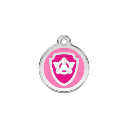 Vue avant - Médaille personnalisée pour chat en émail et acier inoxydable - Red Dingo Skye Rose 20.00mm