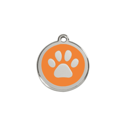 Vue avant - Médaille personnalisable pour chien/chat Red Dingo Émail/Acier inoxydable Orange S - Empreinte de patte
