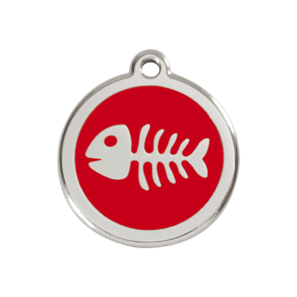 Vue avant - Médaille personnalisée Red Dingo Squelette de poisson Rouge Taille M