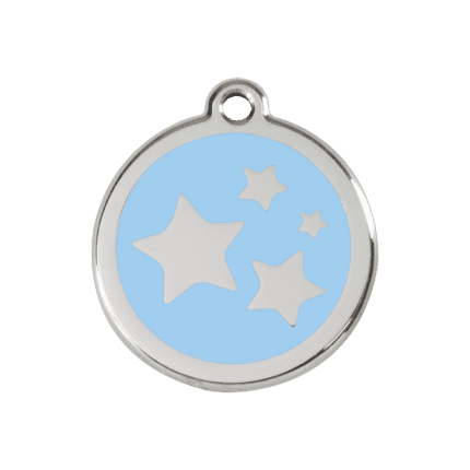 Vue avant - Médaille personnalisable Red Dingo émail et acier inoxydable Bleu clair - Taille M - Motif étoile