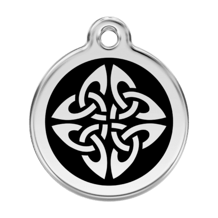 Vue avant - Médaille personnalisable pour chien Red Dingo Émail et acier inoxydable - Flèches tribales - Noir - Taille L