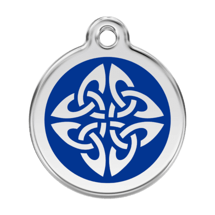 Vue avant - Médaille personnalisée pour chien Red Dingo Émail et acier inoxydable - Flèches tribales - Bleu foncé - Taille L