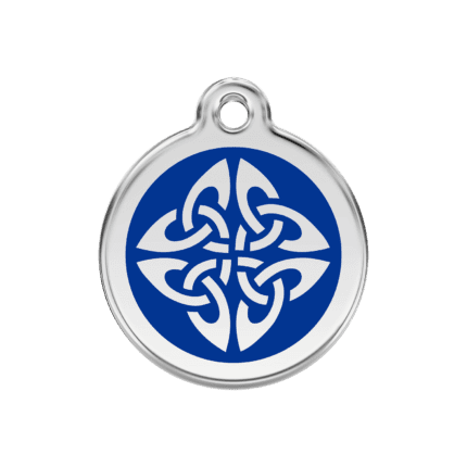 Vue avant - Médaille personnalisable pour chien Red Dingo Émail et acier inoxydable Flèches tribales Bleu foncé 30.00mm