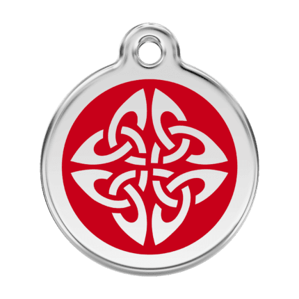 Vue avant - Médaille personnalisée pour chien Red Dingo Émail et acier inoxydable Flèches tribales Rouge 38.00mm