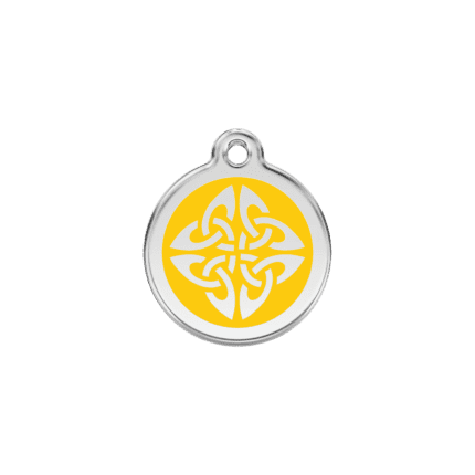 Vue avant - Médaille personnalisée pour chien/chat Red Dingo Jaune 20mm - Émail/Acier - Flèches tribales